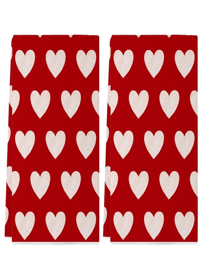 Siilues Valentines Day Kitchen Towels Set of 2, 18x26 Inch Valentines Day Dish Towels Sweet Heart Valentines Day Decor Hand Towels Seasonal Decorations for Home Drying Dishcloth - Image 1